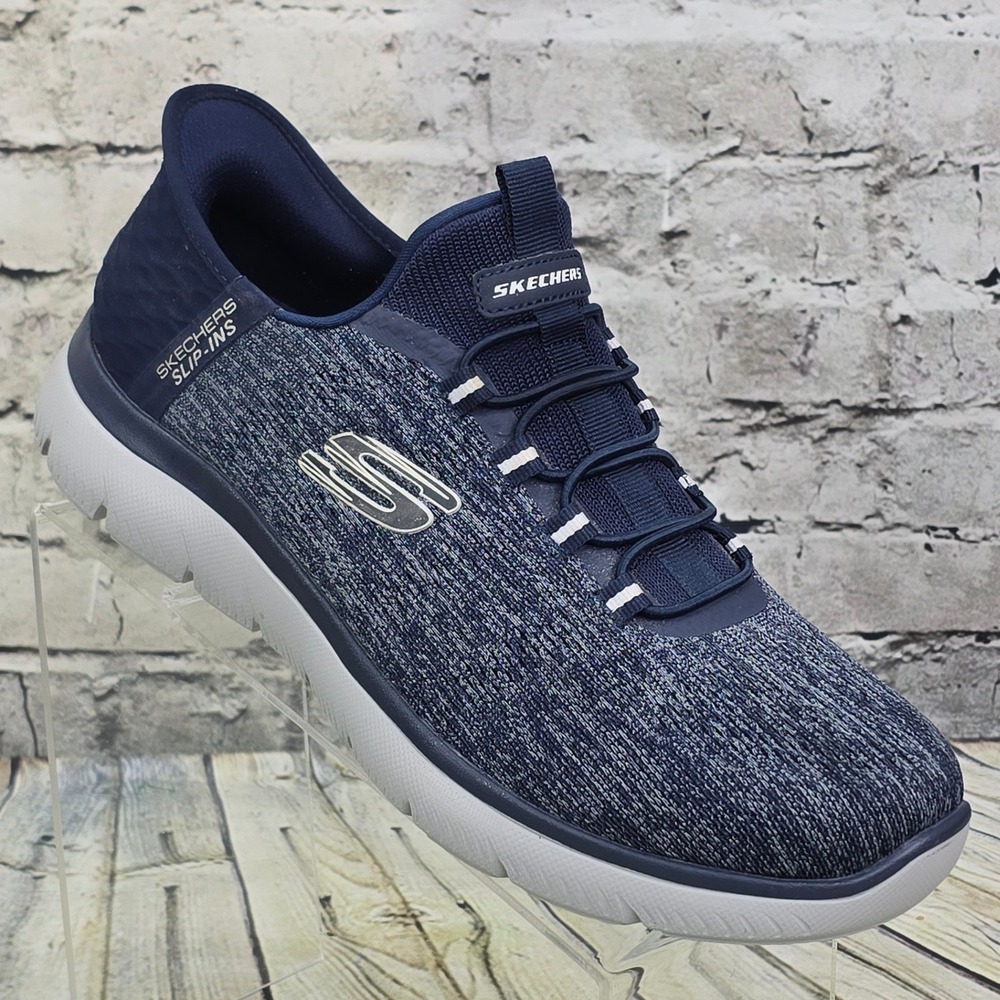 Skechers Summits Key Pace Wide Fit Slip-Ins Shoes Mens Size 9 W Navy 232469W